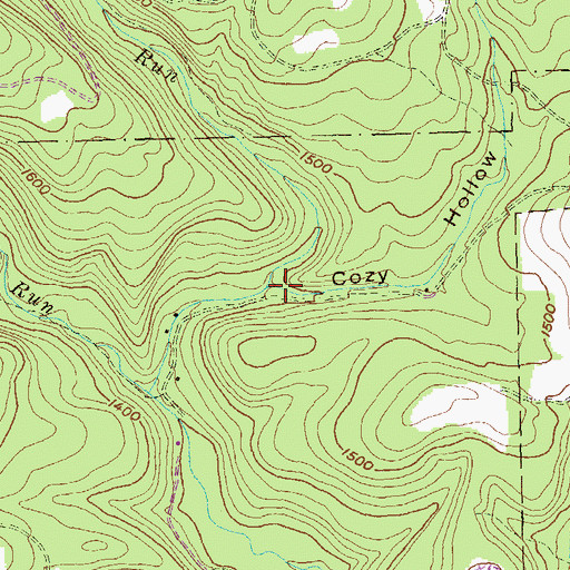 Topographic Map of Cozy Hollow, PA