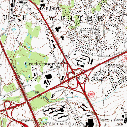 Topographic Map of Crackersport, PA