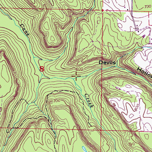 Topographic Map of Devils Hollow, AL
