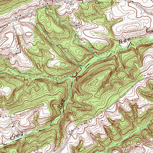 Topographic Map of Craig Run, PA