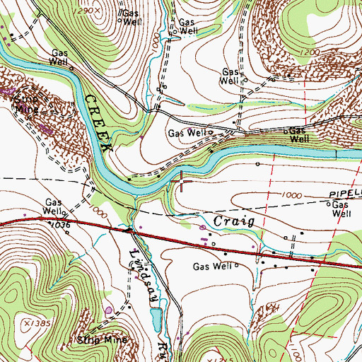 Topographic Map of Craig Run, PA