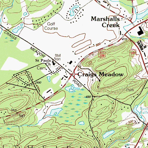 Topographic Map of Craigs Meadow, PA