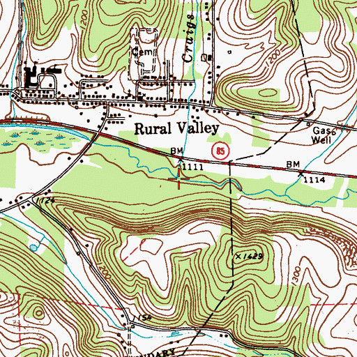 Topographic Map of Craigs Run, PA