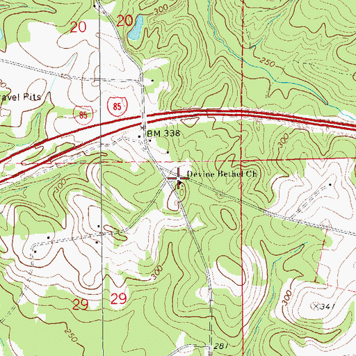 Topographic Map of Devine Bethel Church, AL
