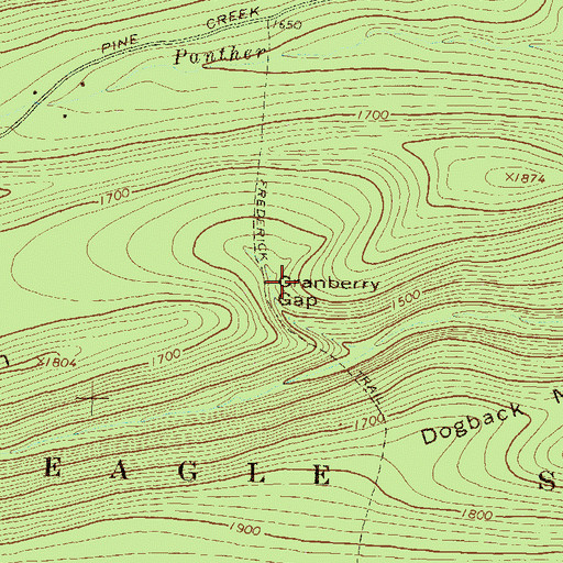 Topographic Map of Cranberry Gap, PA