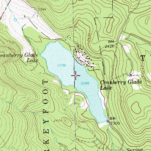 Topographic Map of Cranberry Glade Lake, PA