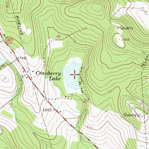 Topographic Map of Cranberry Lake, PA