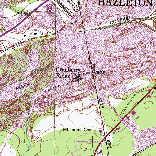 Topographic Map of Cranberry Ridge, PA