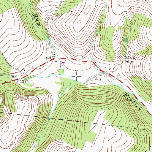 Topographic Map of Cranberry Run, PA