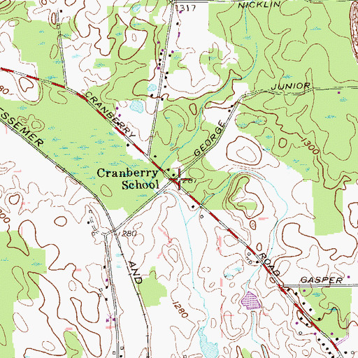Topographic Map of Cranberry School, PA
