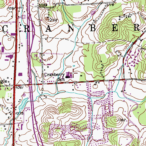 Topographic Map of Cranberry School, PA