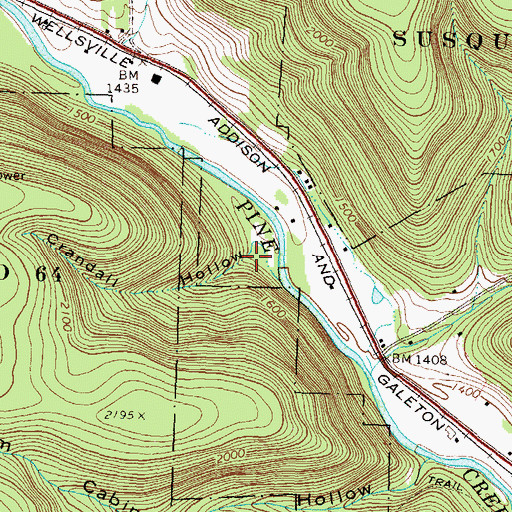 Topographic Map of Crandall Hollow, PA