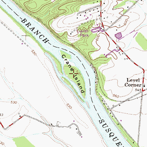 Topographic Map of Crane Island, PA