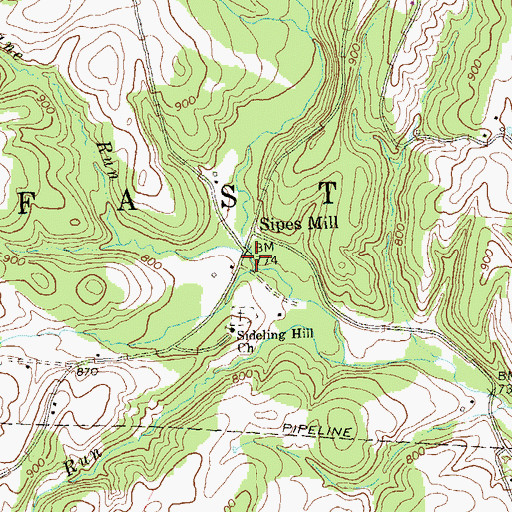 Topographic Map of Crane Run, PA