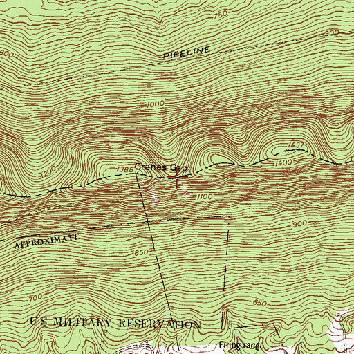 Topographic Map of Cranes Gap, PA
