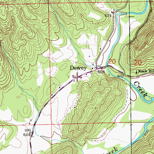 Topographic Map of Dewey, AL