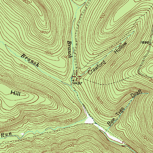Topographic Map of Crawford Hollow, PA