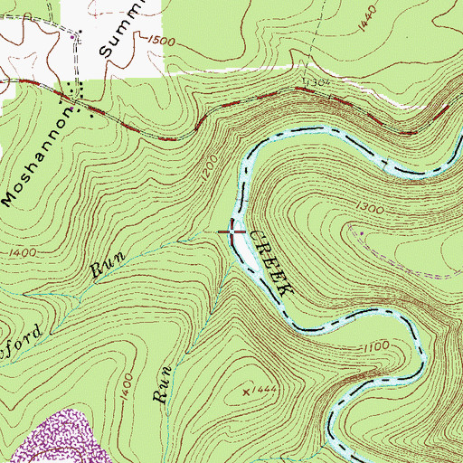 Topographic Map of Crawford Run, PA