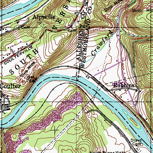 Topographic Map of Crawford Run, PA