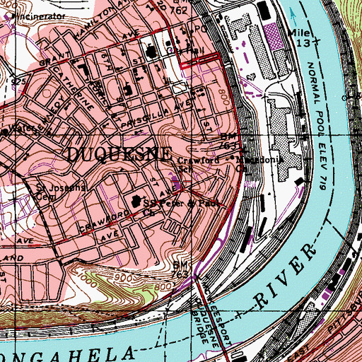 Topographic Map of Crawford School, PA