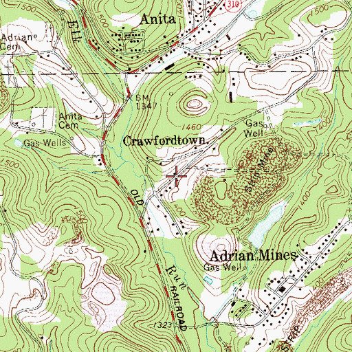 Topographic Map of Crawfordtown, PA