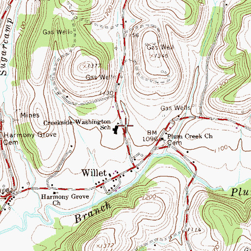 Topographic Map of Creekside Washington School, PA