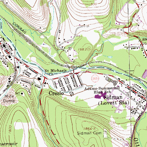 Topographic Map of Creslo, PA