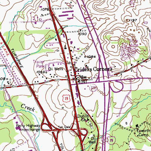 Topographic Map of Criders Corners, PA