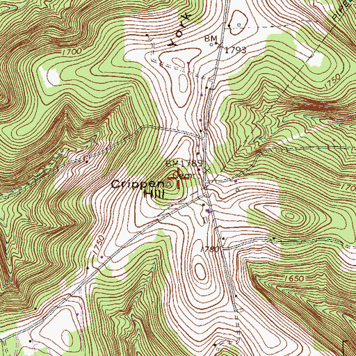 Topographic Map of Crippen Hill, PA
