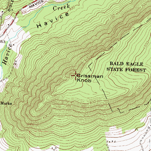 Topographic Map of Crissman Knob, PA