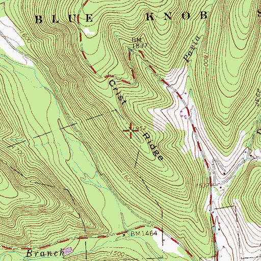 Topographic Map of Crist Ridge, PA
