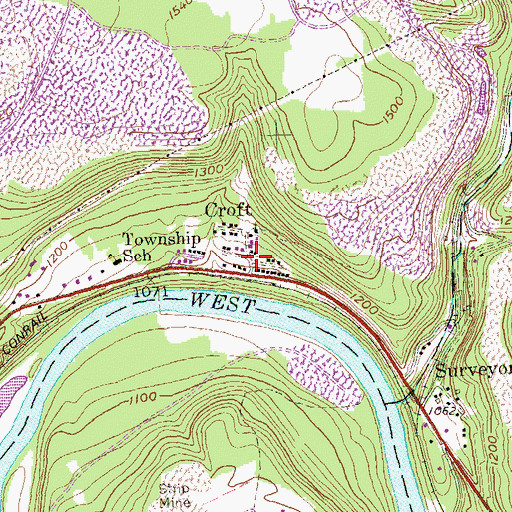 Topographic Map of Croft, PA