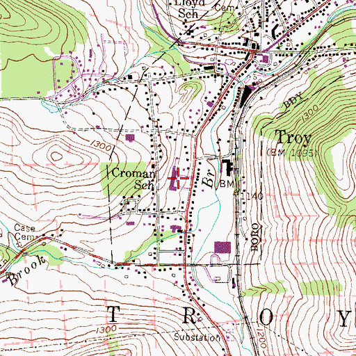 Topographic Map of Croman School, PA