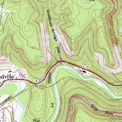 Topographic Map of Crooked Bridge Hollow, PA