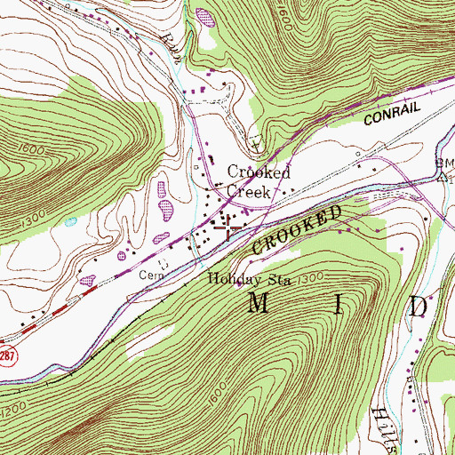 Topographic Map of Crooked Creek, PA