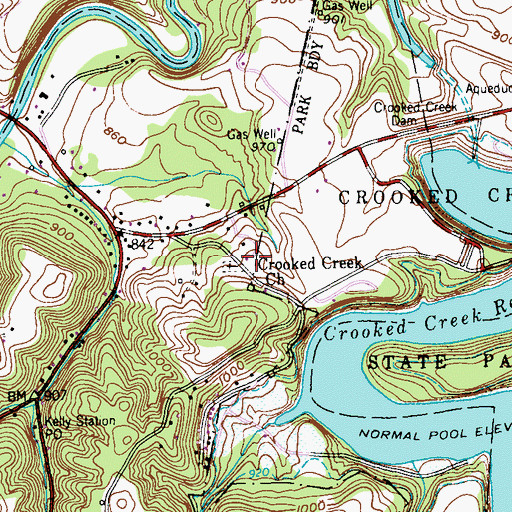 Topographic Map of Crooked Creek Church, PA
