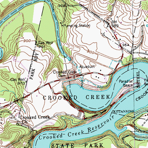 Topographic Map of Crooked Creek Dam, PA