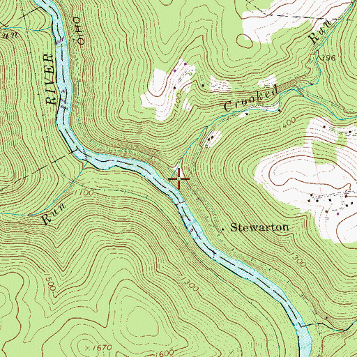 Topographic Map of Crooked Run, PA