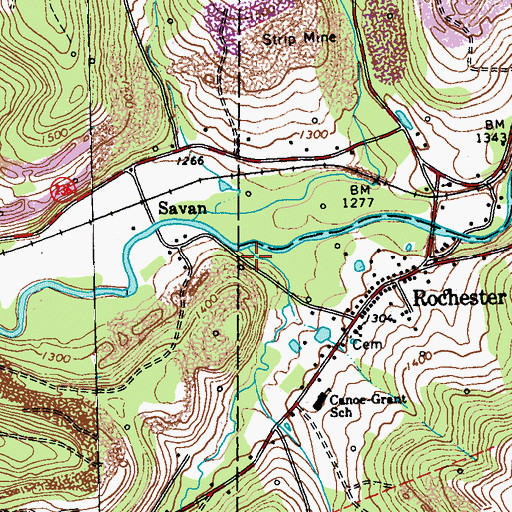 Topographic Map of Crooked Run, PA