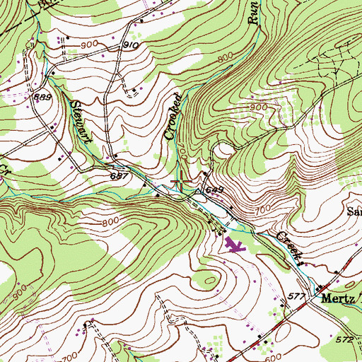 Topographic Map of Crooked Run, PA