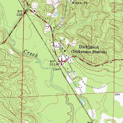 Topographic Map of Dickinson, AL
