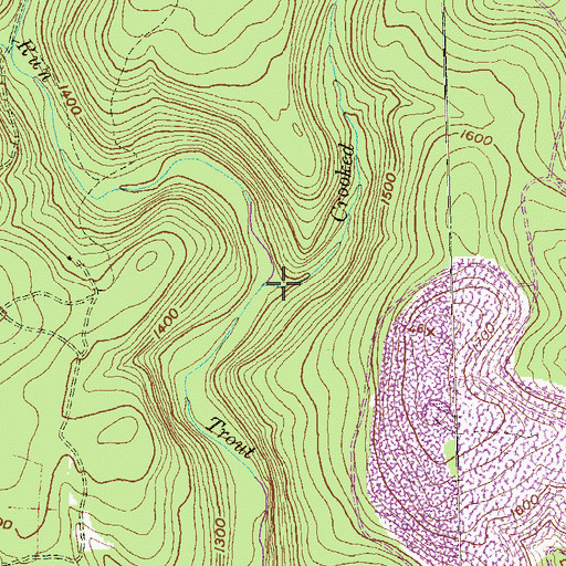 Topographic Map of Crooked Run, PA