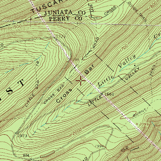 Topographic Map of Cross Bar, PA