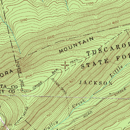 Topographic Map of Cross Bar Trail, PA