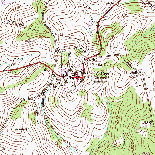 Topographic Map of Cross Creek, PA