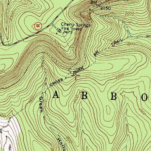 Topographic Map of Cross Fork Brook Trail, PA