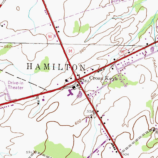 Topographic Map of Cross Keys, PA