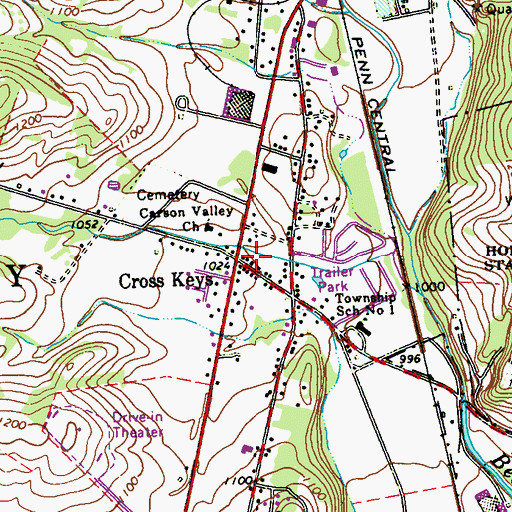 Topographic Map of Cross Keys, PA