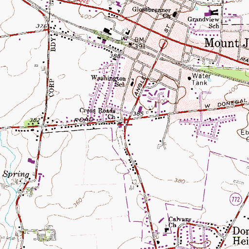 Topographic Map of Cross Roads Church, PA