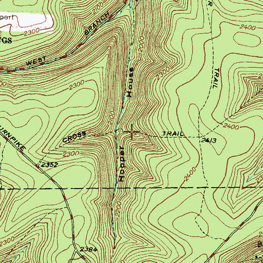 Topographic Map of Cross Trail, PA